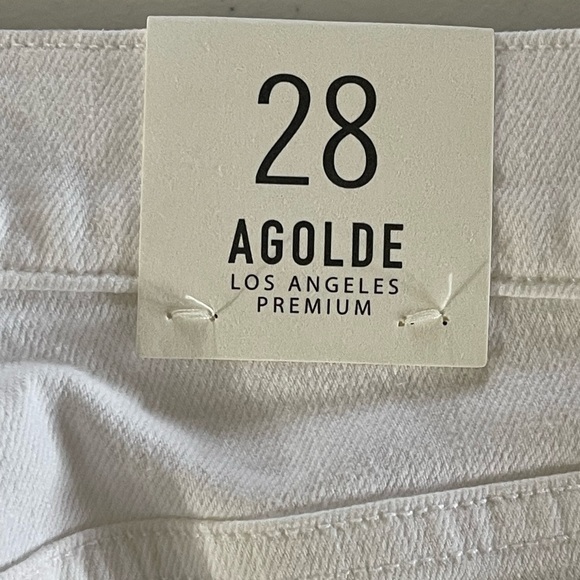 NWT Agolde Womens Jeans Sz 28 White High Rise Distressed Sophie Crop Raw Hem - Picture 11 of 12